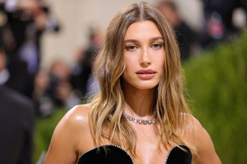 Hailey Bieber attends The 2021 Met Gala Celebrating In America: A Lexicon Of Fashion at Metropolitan...