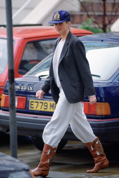 Princess Diana after dropping her sons off at Wetherby School. 