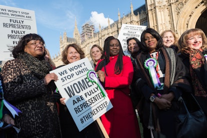 LONDON, UNITED KINGDOM - FEBRUARY 6: Female Labour politicians including Shadow Home Secretary Diane...