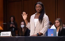 WASHINGTON, DC - SEPTEMBER 15: U.S. Olympic gymnast Simone Biles is sworn in to testify during a Sen...