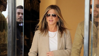 Jennifer Aniston wears Celine Box crossbody bag while leaving a Chanel store on April 12, 2017 in Pa...