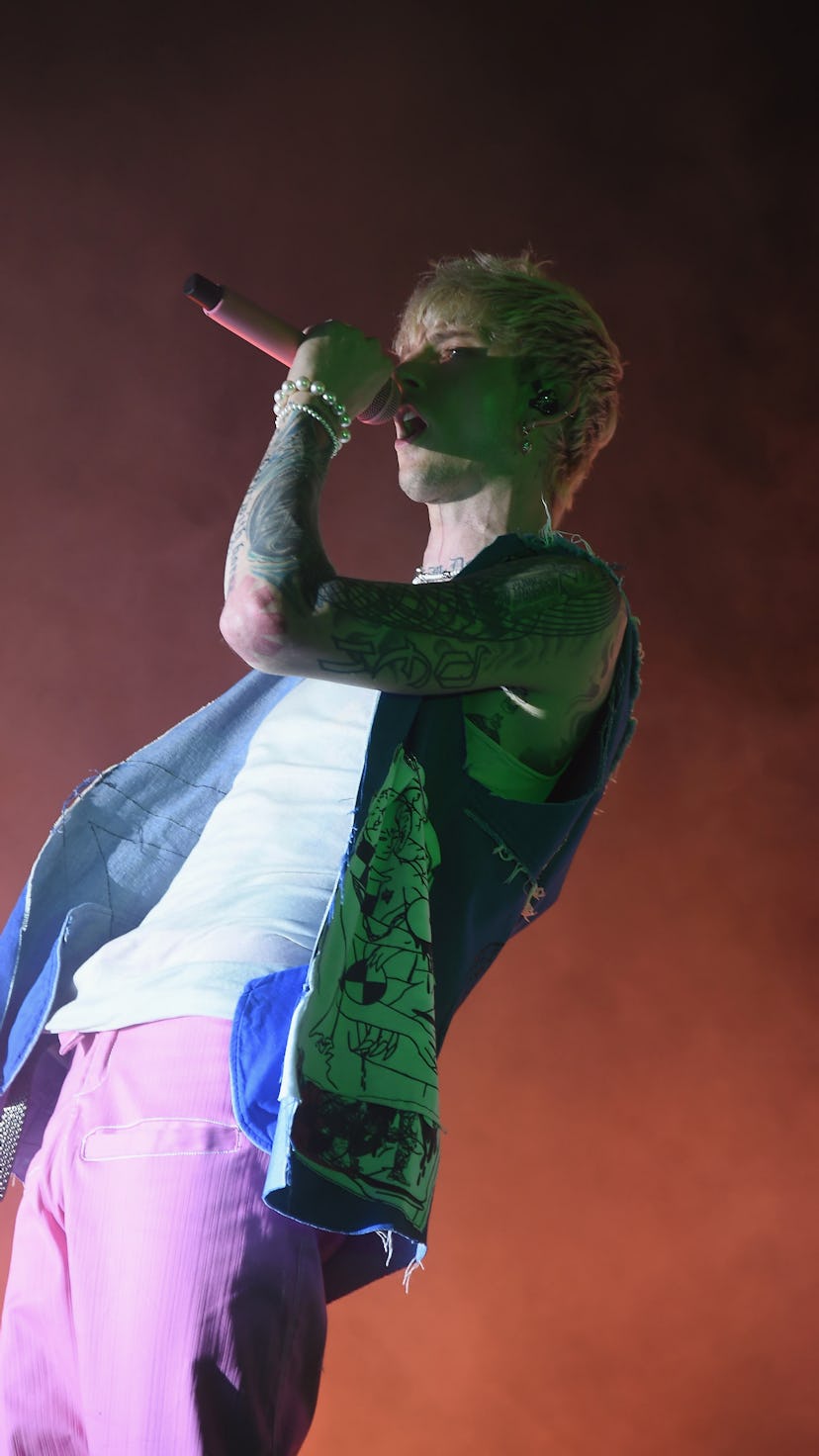 NEW YORK, NEW YORK - SEPTEMBER 14: Machine Gun Kelly performs onstage at Pier 17 Rooftop on Septembe...