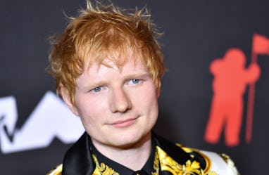 English singer-songwriter Ed Sheeran arrives for the 2021 MTV Video Music Awards at Barclays Center ...