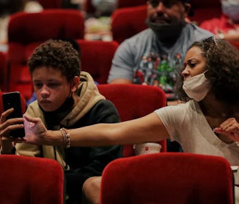 Monterey Park, CA - September 04: Movie goers at the screening of Shang-Chi and the Legend of the Te...