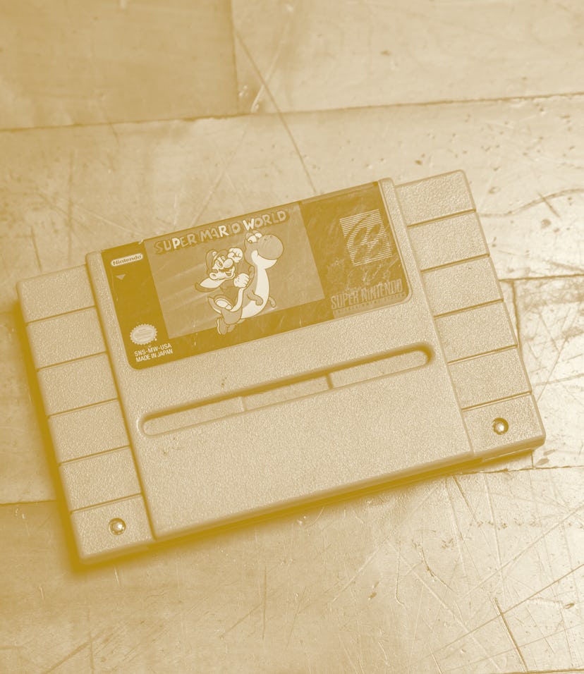 Old Super Mario World Nintendo Cassette Tape for Super Nintendo Game Entertainment System