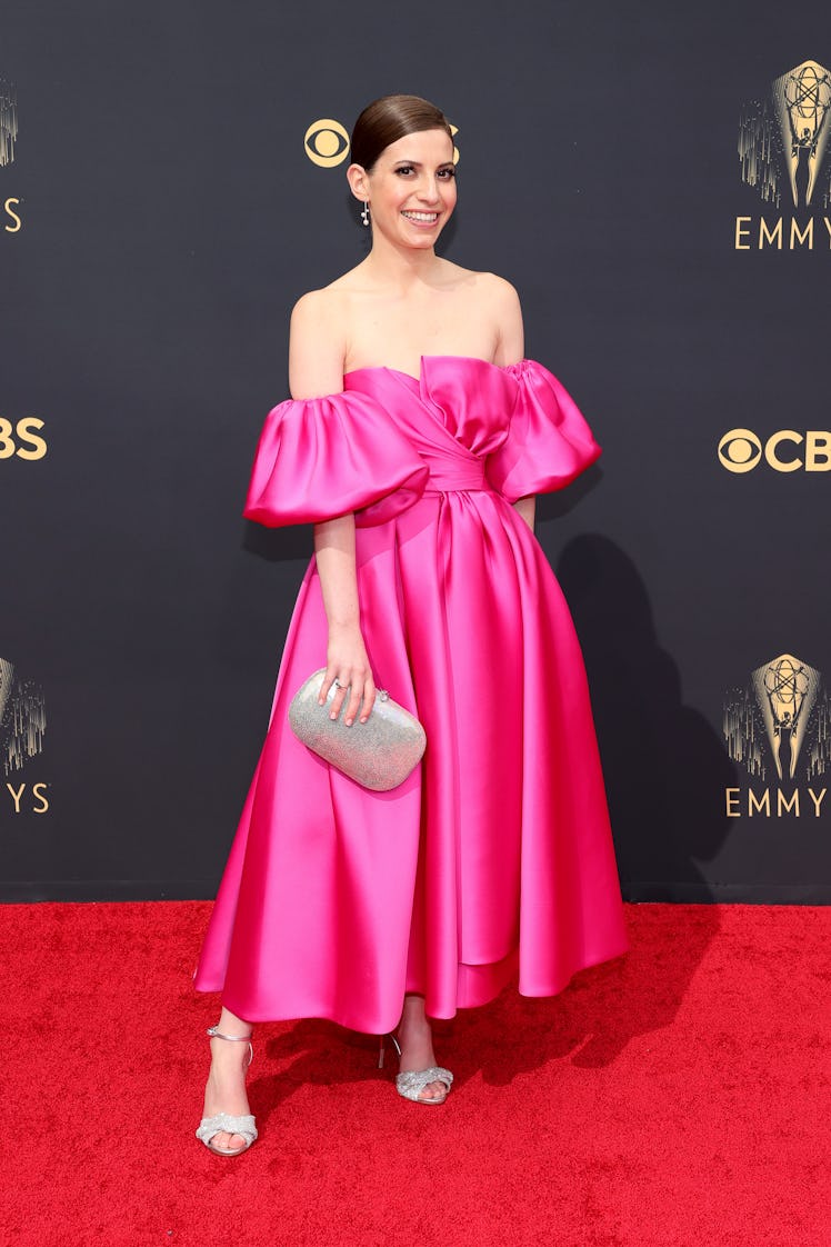 Eliana Kwartler in a pink satin dress at the Emmys Red Carpet 2021