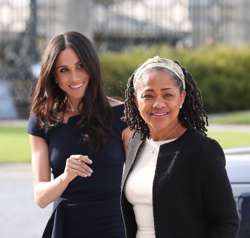BERKSHIRE, ENGLAND - MAY 18: Meghan Markle and her mother, Doria Ragland arrive at Cliveden House H...