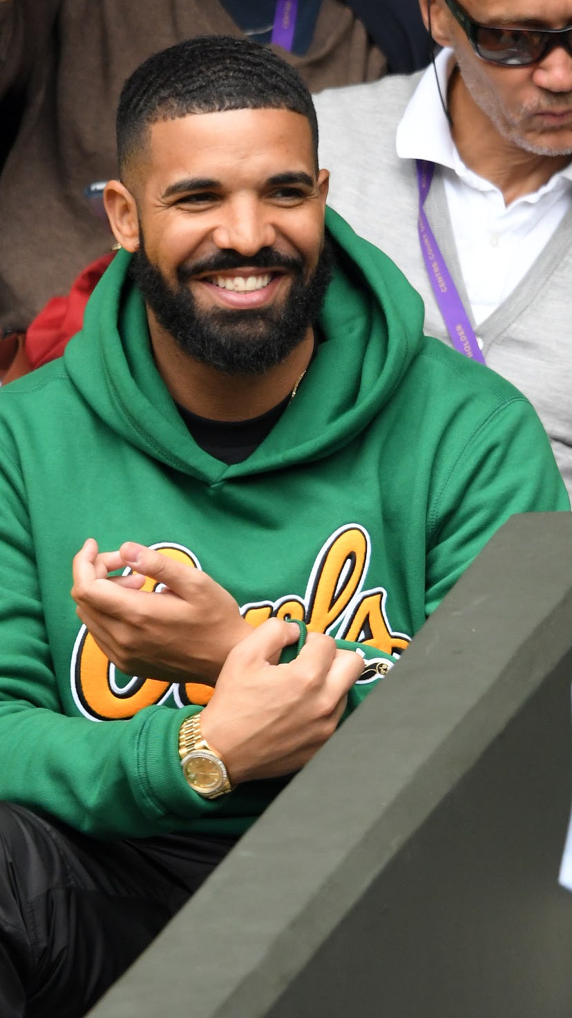 LONDON, ENGLAND - JULY 10:  Rapper Drake attends day eight of the Wimbledon Tennis Championships at ...