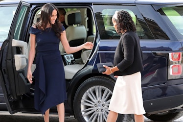 US actress and fiancee of Britain's Prince Harry Meghan Markle arrives with her mother Doria Ragland...