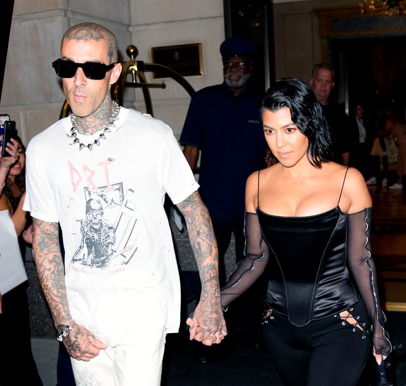 NEW YORK, NEW YORK - SEPTEMBER 11: Travis Barker and Kourtney Kardashian out and about on September ...