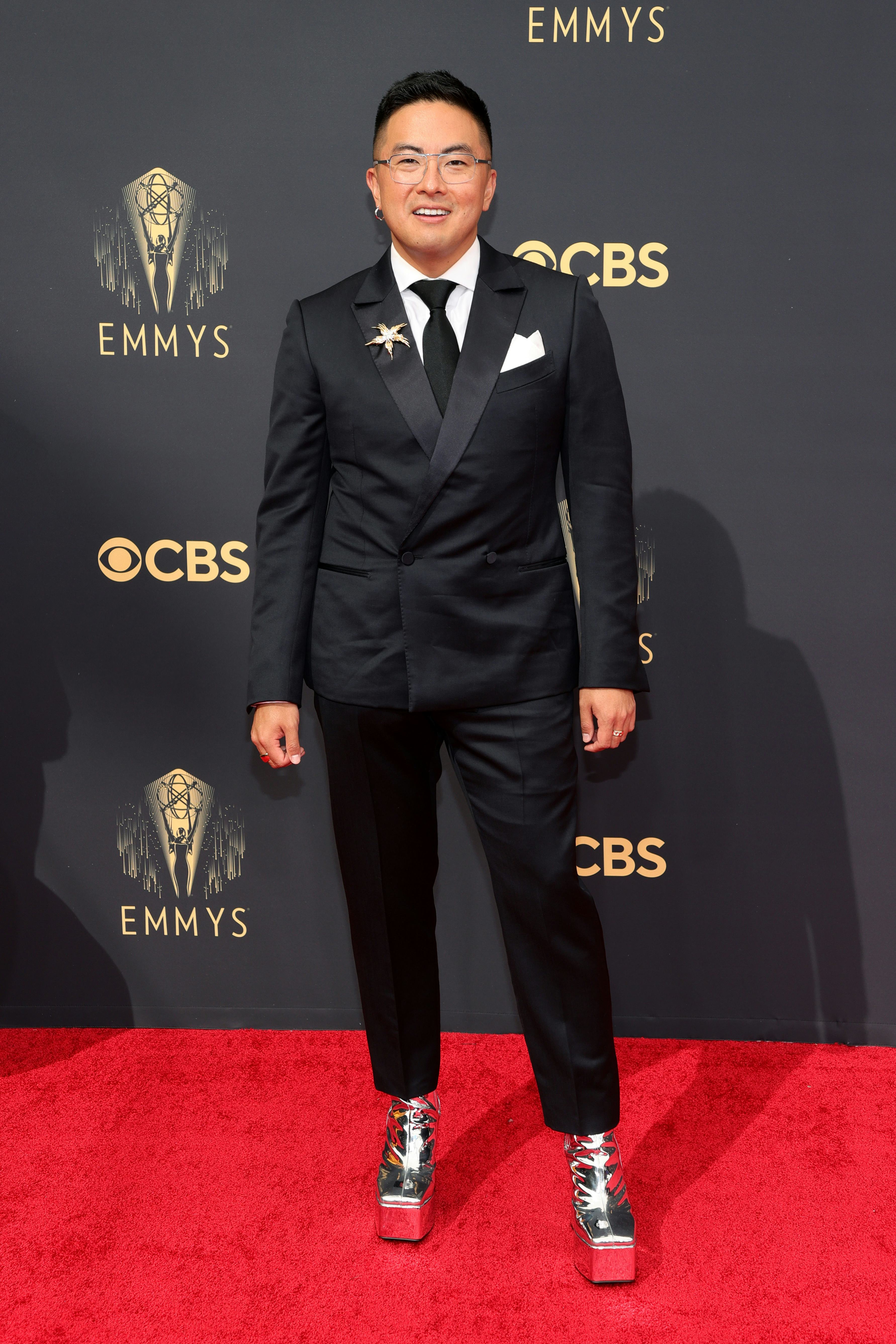 Bowen Yang Wore Syro Silver Platform Boots At The 2021 Emmys
