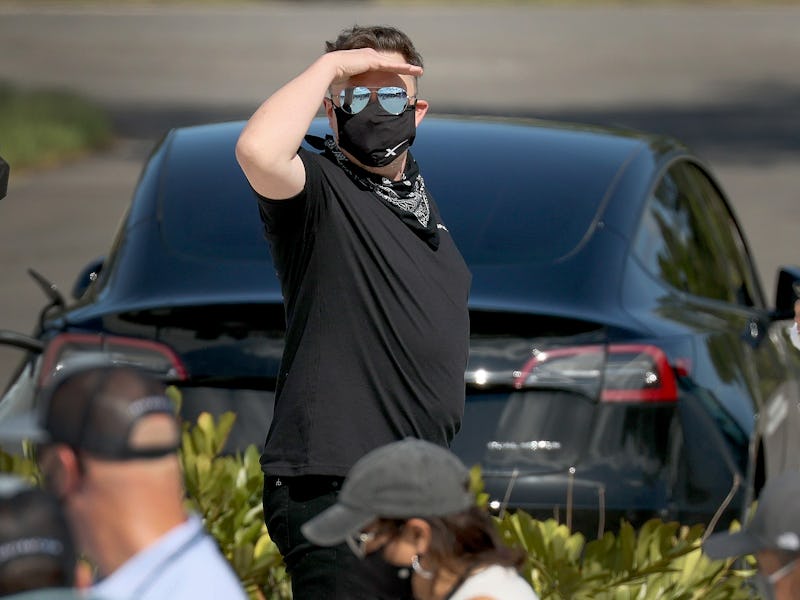 CAPE CANAVERAL, FLORIDA - SEPTEMBER 15:  Elon Musk arrives to watch as Inspiration4 crew members Jar...