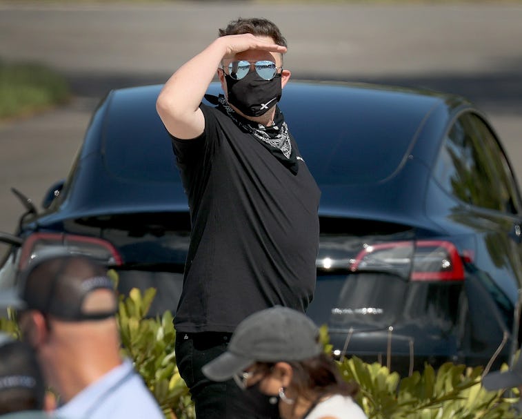 CAPE CANAVERAL, FLORIDA - SEPTEMBER 15:  Elon Musk arrives to watch as Inspiration4 crew members Jar...