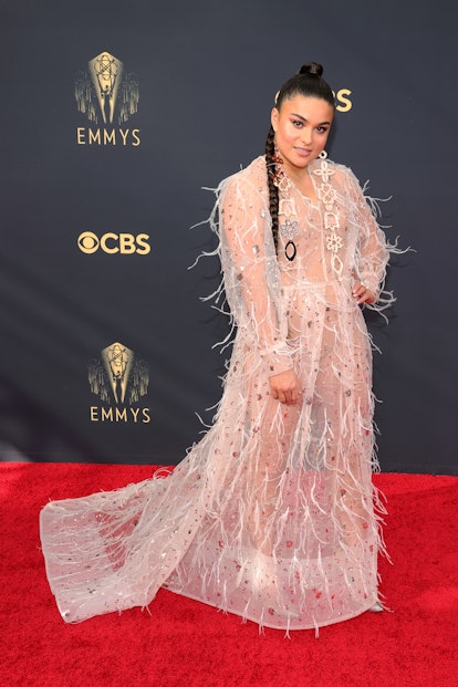 LOS ANGELES, CALIFORNIA - SEPTEMBER 19: Devery Jacobs attends the 73rd Primetime Emmy Awards at L.A....