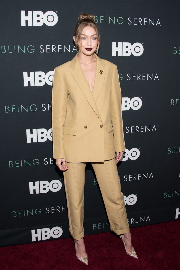 NEW YORK, NY - APRIL 25:  Gigi Hadid attends the "Being Serena" New York Premiere at Time Warner Cen...