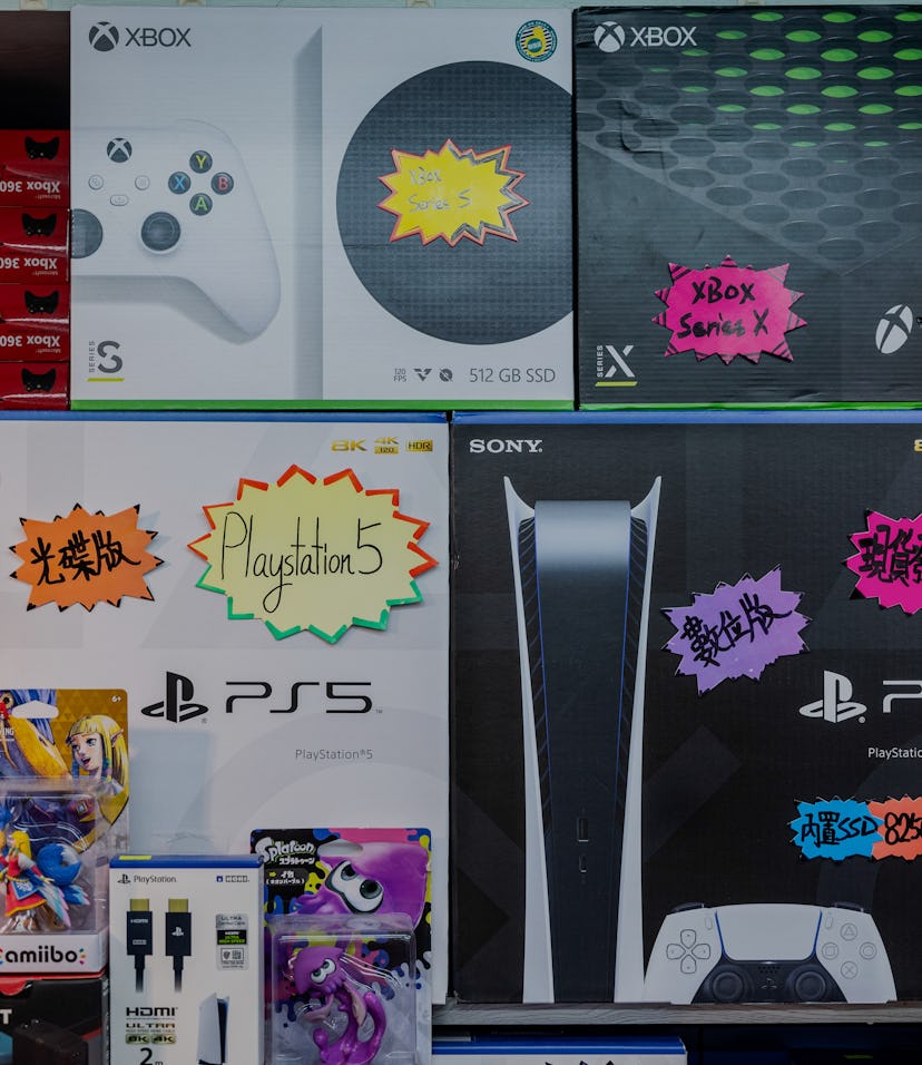 HONG KONG, CHINA - 2021/09/03: A shop sells Japanese and American video gaming system brands created...