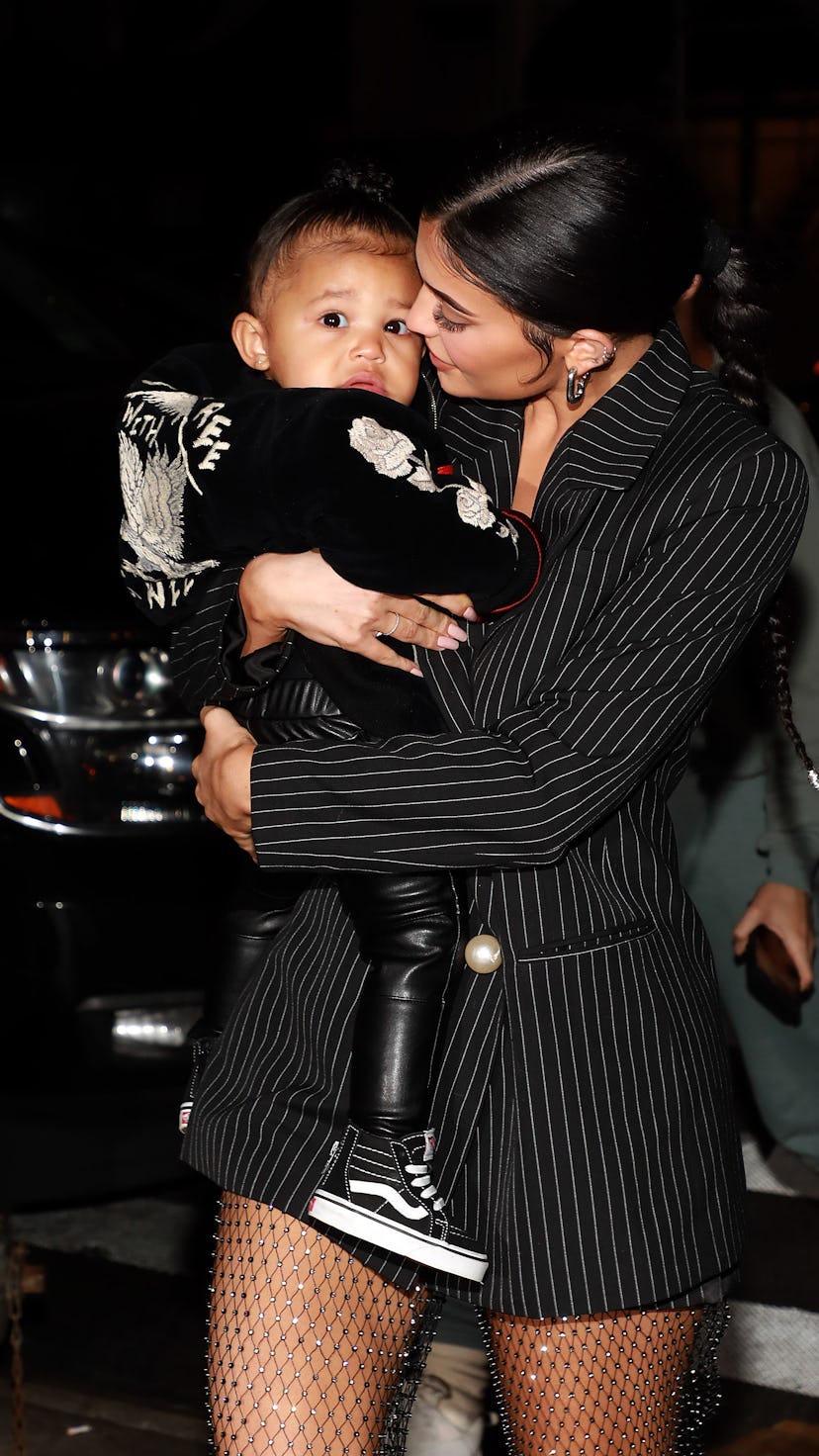 NEW YORK, NEW YORK - MAY 03: Kylie Jenner and daughter Stormi Webster arrive at Nobu restaurant on M...