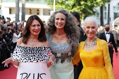 Iris Berben, Andie MacDowell and Helen Mirren arrive for the opening ceremony and the screening of t...