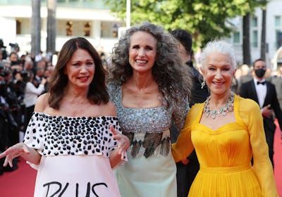 Iris Berben, Andie MacDowell and Helen Mirren arrive for the opening ceremony and the screening of t...