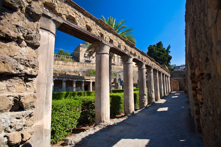 The ruins of Herculaneum. a large Roman town destroyed in 79AD by a volcanic eruption from Mount Ves...