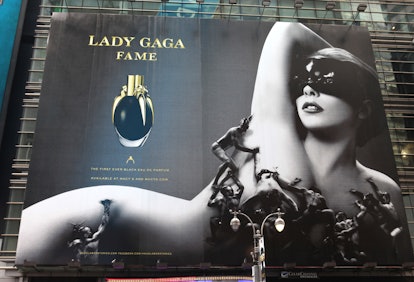 Billboard: Lady Gaga perfume, Fame by Lady Gaga. The first black perfume that sprays on clear, the f...