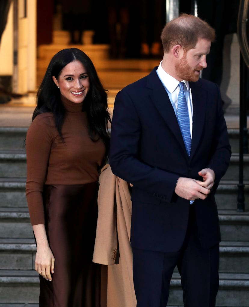 Meghan Markle in brown.