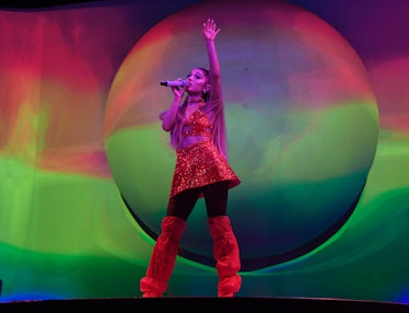 LONDON, ENGLAND - AUGUST 17: Ariana Grande performs on stage during her "Sweetener World Tour" at Th...
