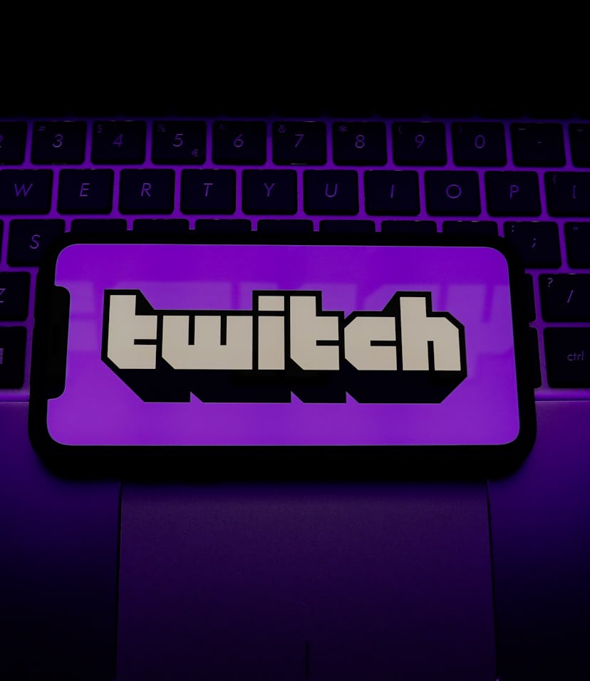 Twitch logo is seen displayed on a phone screen in this illustration photo taken in Krakow, Poland o...