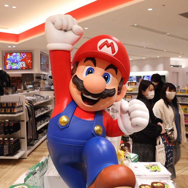 TOKYO, JAPAN - 2021/03/03: Super Mario figurine inside Nintendo Tokyo store in Shibuya. (Photo by St...