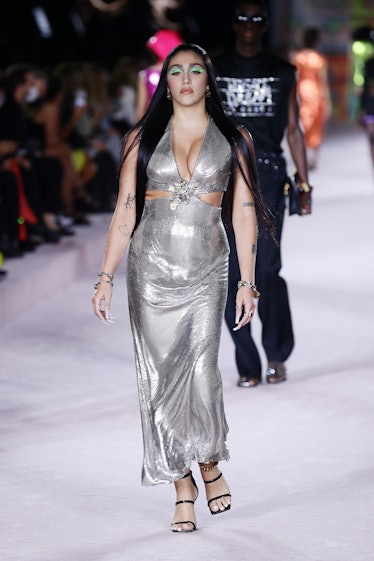 MILAN, ITALY - SEPTEMBER 24: Lourdes Maria Ciccone Leon walks the runway at the Versace fashion show...