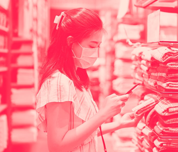 Millennial and Gen Z Smile thai asian looking for cheaper price on mobile phone online platform befo...