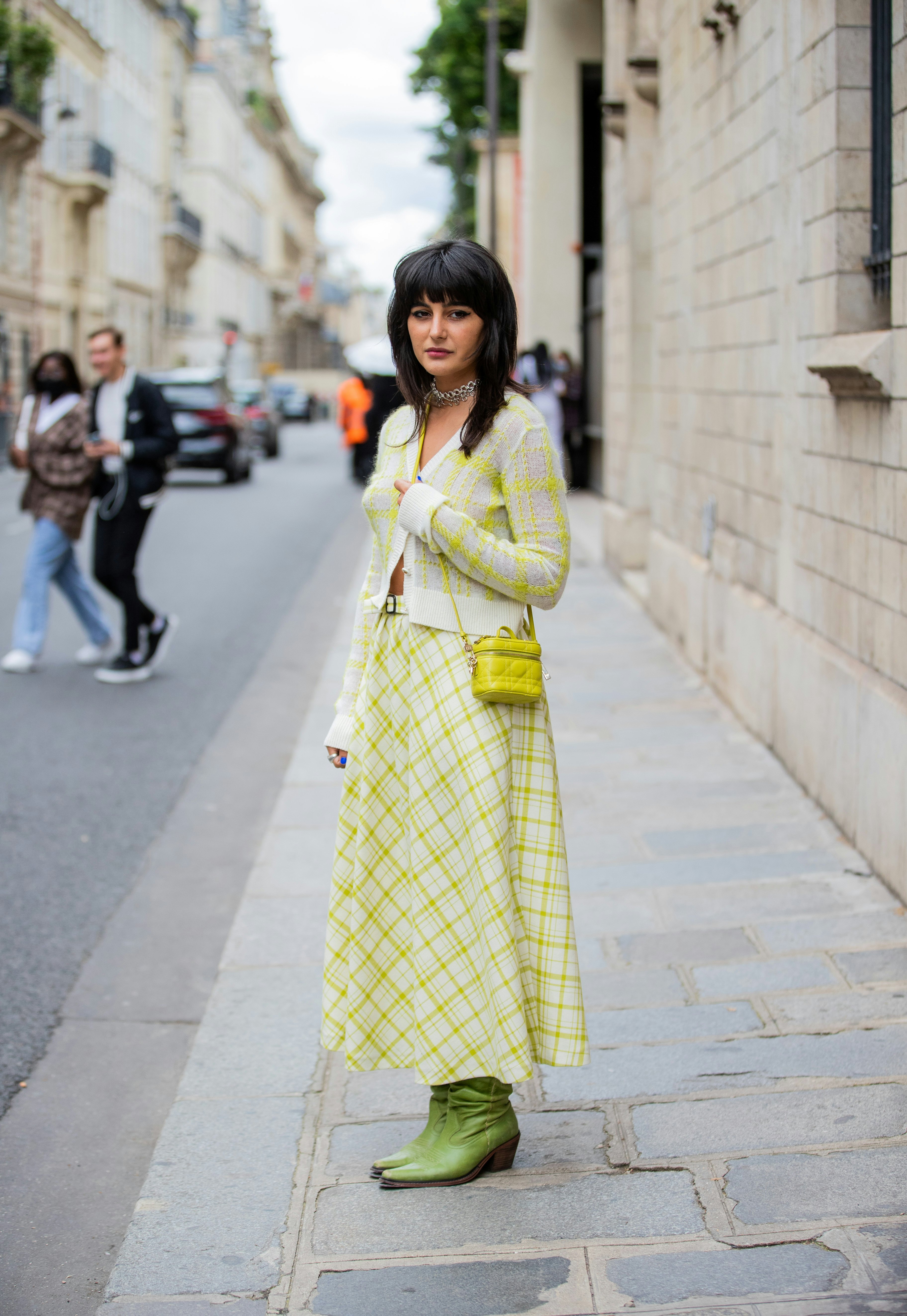 New look shop yellow plaid skirt