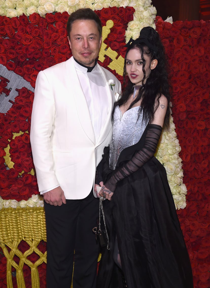 NEW YORK, NY - MAY 07: Elon Musk and Grimes attend the Heavenly Bodies: Fashion & The Catholic Imag...