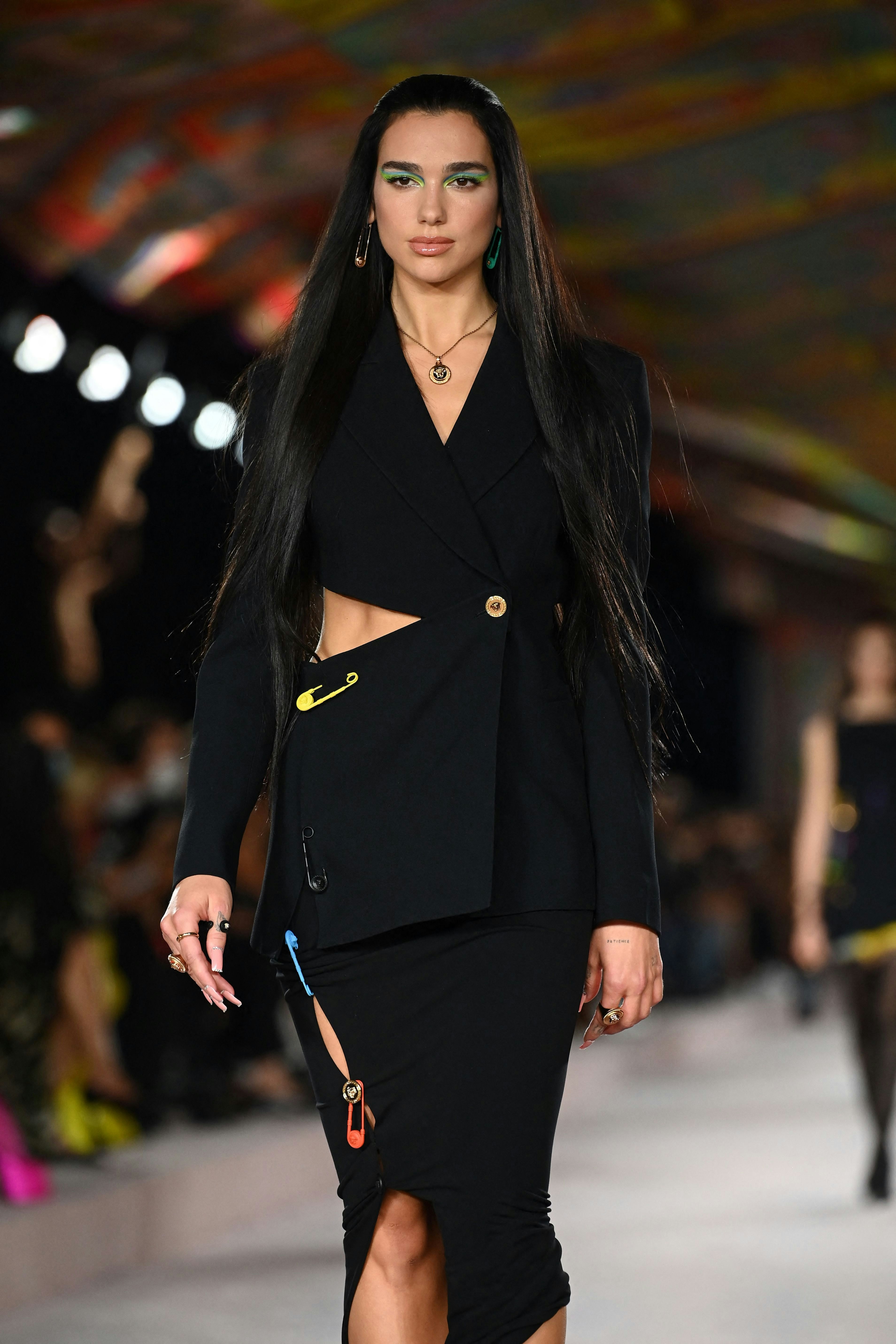 Dua Lipa Makes Her Runway Debut at Versace in a Safety Pin Dress