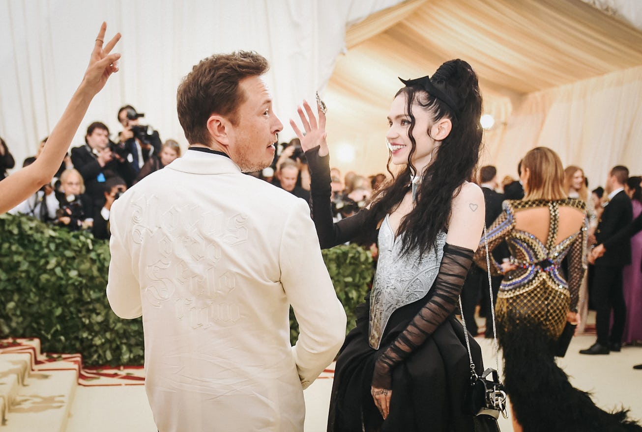 NEW YORK, NY - MAY 07: Elon Musk and Grimes attend the Heavenly Bodies: Fashion & The Catholic Imag...