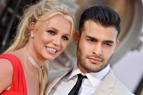 HOLLYWOOD, CALIFORNIA - JULY 22: Britney Spears and Sam Asghari attend Sony Pictures' "Once Upon a T...