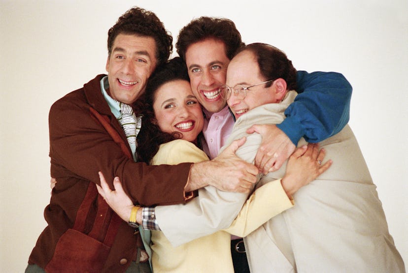 The cast of Seinfeld poses for a promotional image during the '90s sitcom's run.