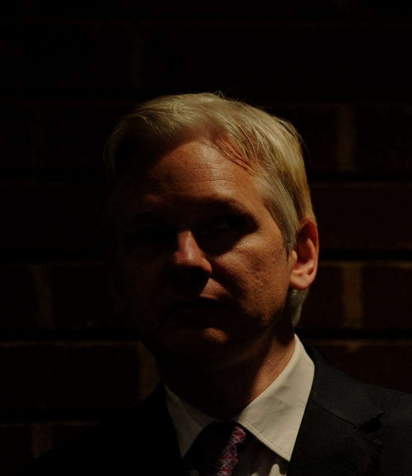 WikiLeaks founder Julian Assange attends a debate on the subject of whistle-blowing with prominent p...