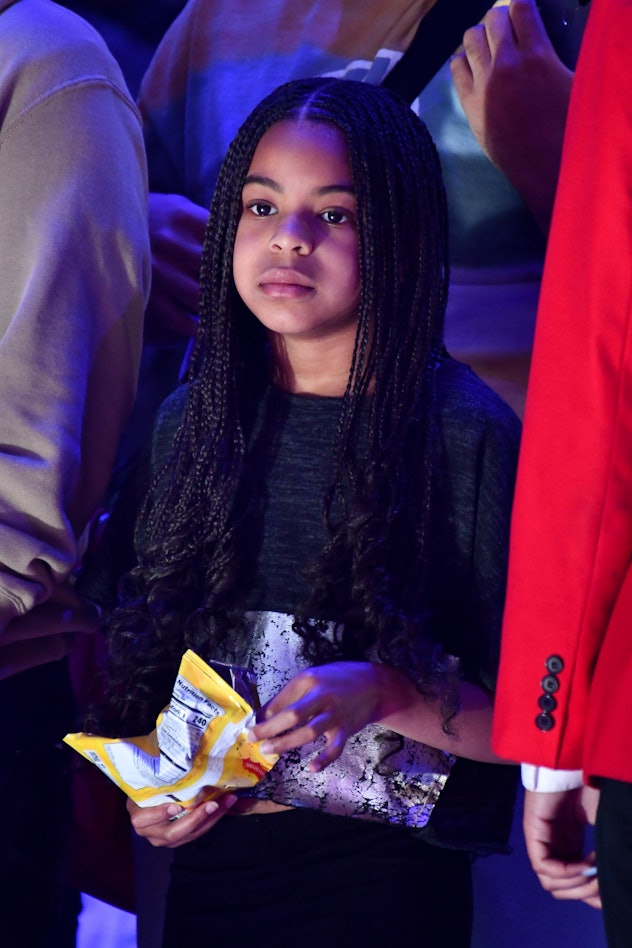 LOS ANGELES, CALIFORNIA - MARCH 08: Blue Ivy Carter attends a basketball game between the Los Angele...