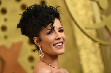 US singer Halsey arrives for the 71st Emmy Awards at the Microsoft Theatre in Los Angeles on Septemb...
