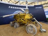SHANGHAI, CHINA - NOVEMBER 05:  (CHINA OUT) A model of the Chang'e-3 lunar rover is on display durin...