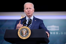 WASHINGTON, DC - SEPTEMBER 27: U.S. President Joe Biden delivers remarks ahead of receiving a third ...