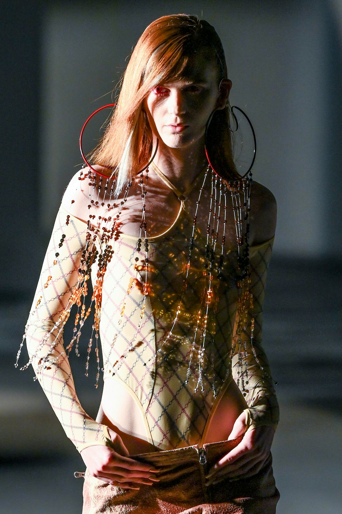 LONDON, ENGLAND - SEPTEMBER 18: A model walks the runway during the KNWLS Ready to Wear Spring/Summe...