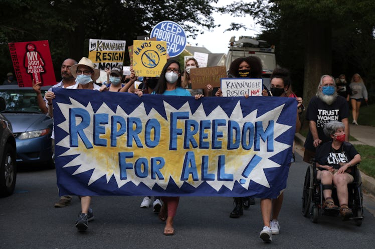 CHEVY CHASE, MARYLAND - SEPTEMBER 13: Pro-choice activists march to the house of U.S, Supreme Court ...
