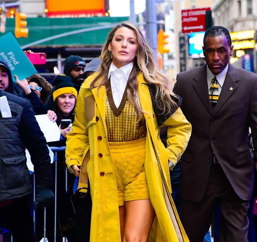 Blake Lively wearing boots to Good Morning America in New York City in January 2020.