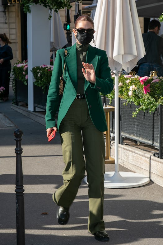 PARIS, FRANCE - SEPTEMBER 28: Model Gigi Hadid is seen leaving the 'L'Avenue' restaurant on Septembe...
