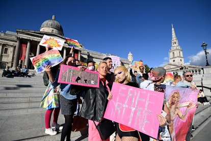 LONDON, ENGLAND - SEPTEMBER 29: Supporters of the singer Britney Spears during the #FreeBritney Rall...