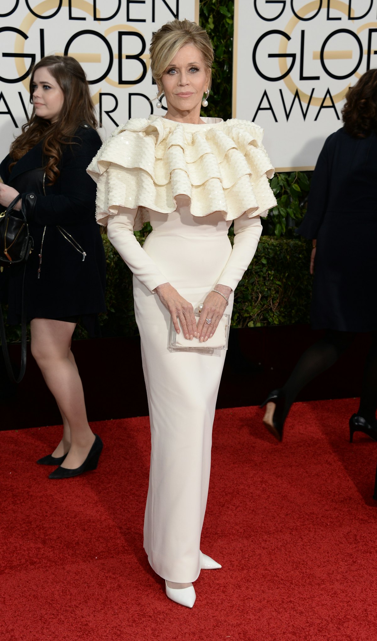 Jane Fonda arrives at the 73rd Annual Golden Globe Awards in Los Angeles, California on January 20 ...