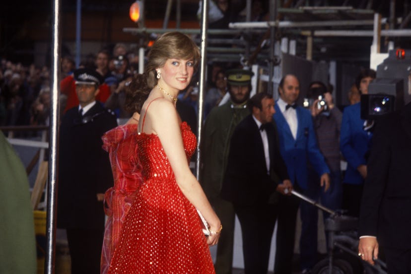 Princess Diana attends her first movie premiere.