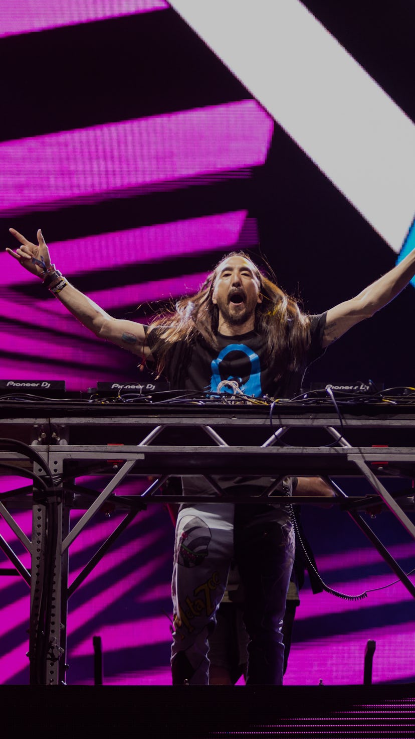 CHICAGO, ILLINOIS - JULY 29: DJ Steve Aoki performs Lollapalooza at Grant Park on July 29, 2021 in C...